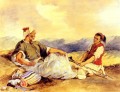 Dos marroquíes sentados en el campo Romántico Eugene Delacroix